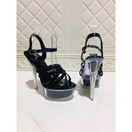 Strappy Stiletto High Heels, Women's Glass Heels 15 cm High Import.