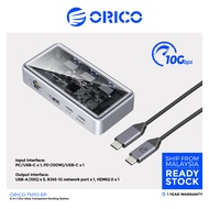 Orico TM10-6P 6 in 1 Zinc Alloy Transparent Docking Station with USB A (10Gbps) x 3, HDMI 2.0, RJ45 