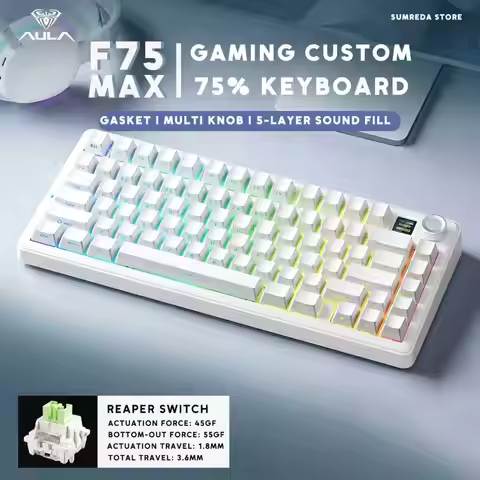 AULA F75 MAX F75MAX F75 Gaming Wireless Mechanical Keyboard Bluetooth 2.4G Wired RGB Customized 75%