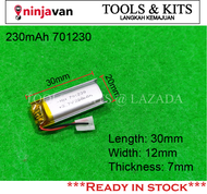 3.7V 230mAh 701230 Lipo Battery Rechargeable Battery for Tablet MP3 MP4 MP5 Bluetooth Receiver Speak