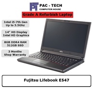 [Refurbish] Fujitsu E547 Laptop | i5-7th Gen | up to 32GB RAM | 512GB SSD | 14" HD | Win 10 Pro | 3 