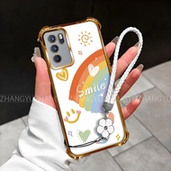 Suitable for OPPO Reno 6 7 PRO 7 SE 6Z 5g 4G phone case Rainbow Smile Anti Drop Hand Rope Four Corne