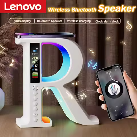 Lenovo Bluetooth Speaker Wireless Charger Multifunctional Color Atmosphere RGB Desk Clock Nightlight