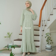 TAFANA - Jisso Dress Muslim Korea Bahan Crinkle | gamis motif bunga |