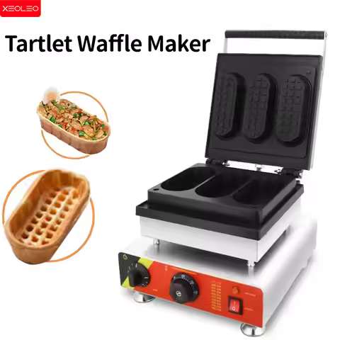XEOLEO Electric Egg Tart Waffle Maker 1650W 3PCS Food Tartlet Forming Machine Boat Shaped Waffle Mac