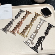 Y2K Luxury Metal 3D Love Heart Strap For Apple Watch 10 9 8 7 6 SE Stainless Steel Band For iWatch B