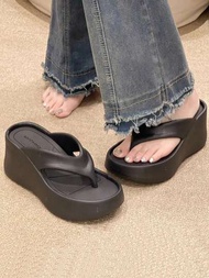 夏季配件韓版eva楔形高跟平臺人字拖鞋,帶腳趾帶可增加女性身高