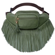 Solene Fringe Waist bag for women with Multi Zipper Pockets