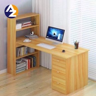 AZ Computer Desk, Writing/Study table with 4 tier bookshelves and 3 Drawers