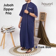 Men's Zipper Robe Short Sleeve Premium Cool Material Spunpolly Muslim Adult Latest Abu Bakar by Dannis