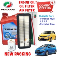 Perodua Semi Synthetic Engine Oil SAE 5W-30 5W30 (4L) + Oil Filter + Engine Air Filter Myvi 1.3 1.5  Lagi Best / Alza