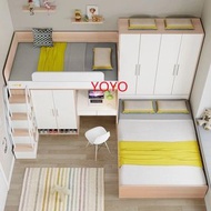 L0670兒童床上下床一體多功能組合交錯式衣櫃雙層子母高低床（包運送）