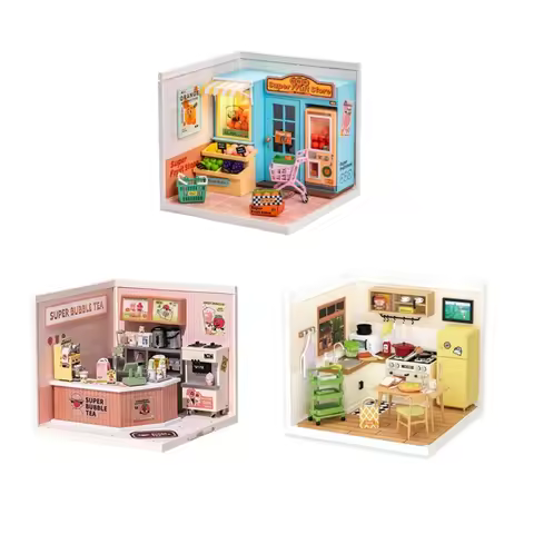 Rolife DIY Miniature Dollhouse Kit with Accessories Model Supply Store Kit with LED to Build Decent