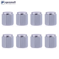 【OMALL】 8Pcs/Pack Tire Valve Caps Silver Premium Metal Rubber Seal Tire Valve Stem Caps Dust Proof C