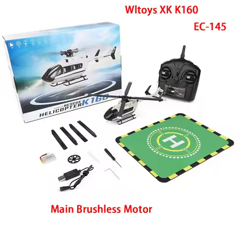 Wltoys XK K160 EC-145 Scale 4CH 6G Gyro Altitude Hold Brushless Motor Flybarless RC Helicopter Begin