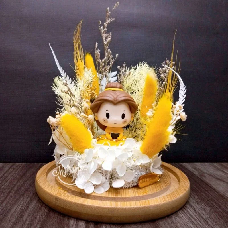 Princess Belle Glass Dome Love Artificial Gift Dekorasi Hadiah Koleksi Kado Bunga Abadi Anniversary