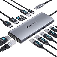 Laptop USB C Docking Station Dual Monitor 14 in 1 Triple Display USB C Hub for MacBook/Dell/HP/Lenov