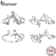 Bamoer 925 Silver Simple Cat Ring Lover Jewellery Adjustable Size For Couples SCR915