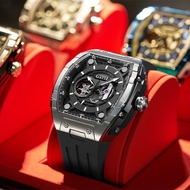 Bugatti Brand Watch Men's Fashion Barrel-Shaped Hollow Business Waterproof Luminous Automatic Mechan