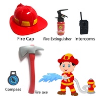LY ∏♂▨Halloween Children Firefighter Uniform Kids Cosplay Fireman Work Costume Suit Boy Girl Per