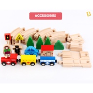 BabyBoss Beech Wood 32 Pieces Magnetic Train with Wooden Tracks Set Mainan Kereta Api Magnetik
