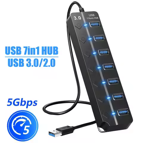 USB 2.0 Hub USB Hub 2.0 Multi USB Splitter Hub Use Power Adapter 4/7 Port Multiple Expander USB 3.0 