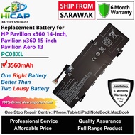 HICAP HP Laptop Battery PC03XL 3560mAh for HP PAVILION X360 14-DY 14-DW, PAVILION X360 15-ER and HP 