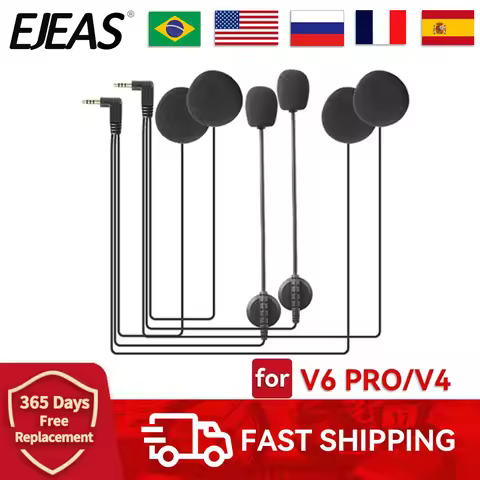 EJEAS V6 PRO Helmet Intercom 3.5mm Microphone Speaker Headset for Vnetphone V4 Motorcycle Bluetooth 