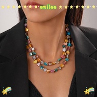 EMILEE Beaded Necklace, Double-layer Exaggerate Colorful Necklace, Fashion Irregular Elegant Jewelry
