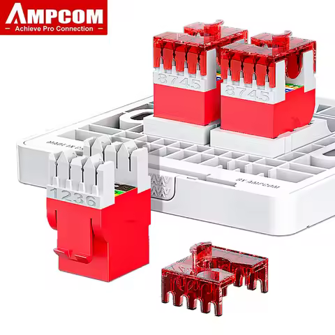 AMPCOM 180-degree Keystone Jack, CAT6 RJ45 Module Plug Ethernet UTP for Wall Face Panel Network Patc