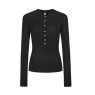 MosesQueen American Retro Long Sleeve Womens 2024 New Casual Versatile Thin Personality Top Quality