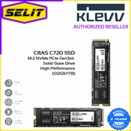 [SELIT TRADING] KLEVV CRAS C720 M.2 NVMe PCIe Gen3x4 Solid State Drive Read up to 3,400MB/s 512GB 1TB 5 Years Warranty with Tech Dynamic