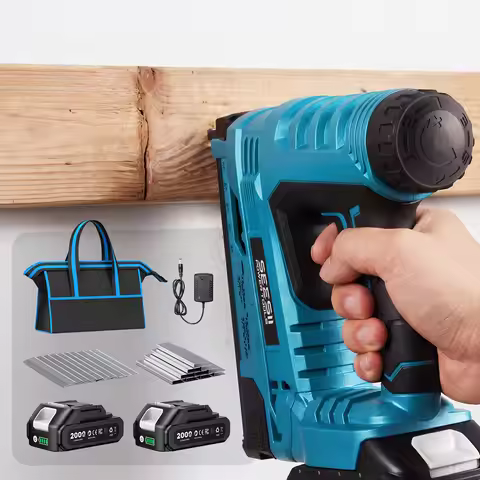 SEESII 2 In1 Electric Nail Gun 6 Depth Adjustment Nailer Stapler 2.0 Battery Cordless Nail Gun F15-F