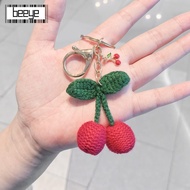BEEYE Yarn Keychain, Dripping Cherry Plant Cherry Keychain,  Handmade Yarn Dripping Cherry Keychain 