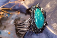 美國原住民綠松石老銀手環 - 西洋古董首飾