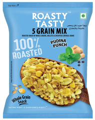 Roasty Tasty 5 Grain Mix Roasted Snack of Whole Grain &amp; Millets with Pudina Punch Roasted Namkeen Snacks 150g | Healthy Snacks for All | No Trans Fat .