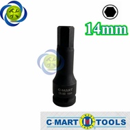 C-mart F0049-H14 14mm black hexagonal tube, type 1/2, 78mm long