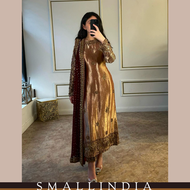 {**ส่งฟรี**} SMALL INDIA 🌸☀️ New Eid Special Suit Set ชุดเซ็ทเสื้อกางเกง 🌸☀️ Brown Women Suit Set