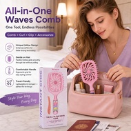 Multi Function Bounce Curl Volumizing Hair Brush With Hair Tie Storage Cleaning Claw Hollow Design S