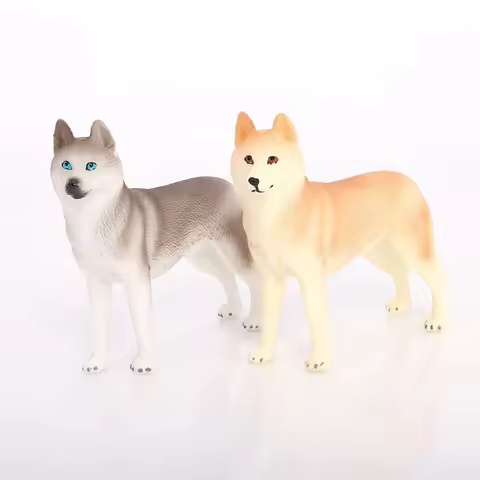Cute Miniature Siberian Husky dog model Pet puppy Statue for Desk Shelf Home Office Decor