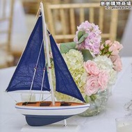 地中海風格單桅木質帆船模型家居擺飾一帆風順定製工藝船北式