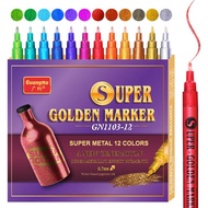 GuangNa 12 Colored Set Metallic Acrylic Acid Paint Markers 예술용 Painting High Gloss Signature Graffit