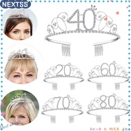 NEXTSS Crown Headband Romantic 16/18/40/50/60/70/80/100th Silver Birthday