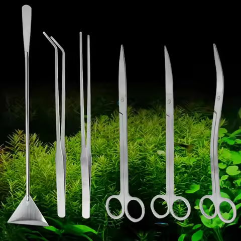 Stainless Steel Fish Tank Plants Tools Aquarium Cleaning Tools Scissors Tweezers Wave Scissors Pet A