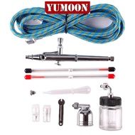 YUMOON Dual Action Airbrush Set 0.2mm/0.3mm/0.5mm Needle Air Brush Spray Paint Art G1Q6