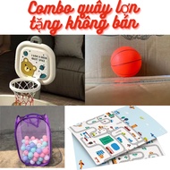 Gift MOMMYKIDS MINH CHAU plastic crib (1 mat, 100 balls, 1 basket ball throwing combo (ball pole, ba