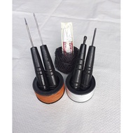 1 set of shoe and sandal repair tools complete with needle, push and Tarek mark maker, brown, white 