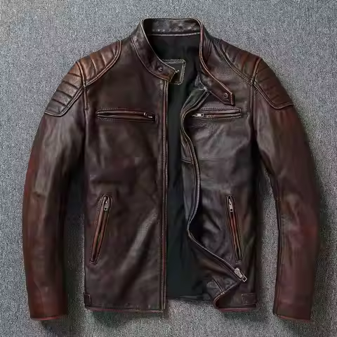 Asian Size Leather Jacket Men's Pu Leather Jacket for Men Biker Motorcycle Jacket Motorcycle Clothin