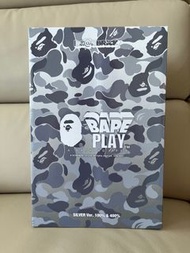 全新 現貨 Bearbrick X Bape Camo Shark Sliver  400% 100% Be@rbrick Bape