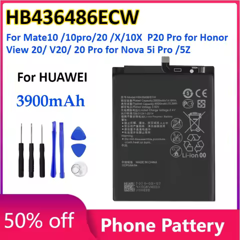 HB436486ECW 3900mAh Phone Battery for HUAWEI Mate10 /10pro/20 /X/10X P20Pro for Honor View 20/ V20/ 